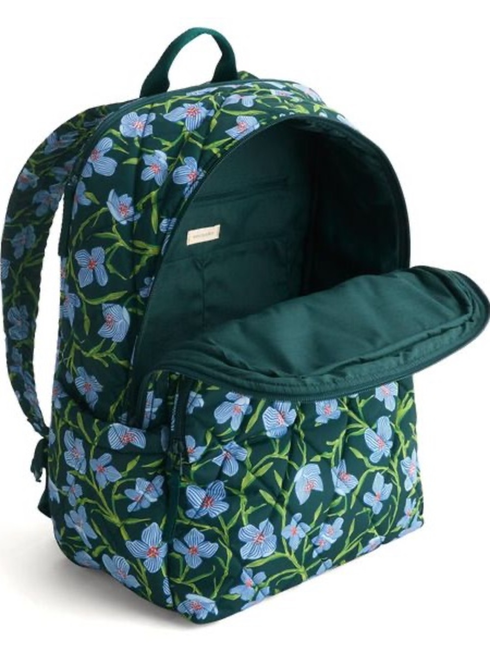 Vera Bradley Dark Green Backpack with Light Blue Floral Print - Picture 3 of 13